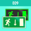 Знак E09 «Указатель двери эвакуационного выхода (правосторонний)» (фотолюминесцентная пленка, 300х150 мм)